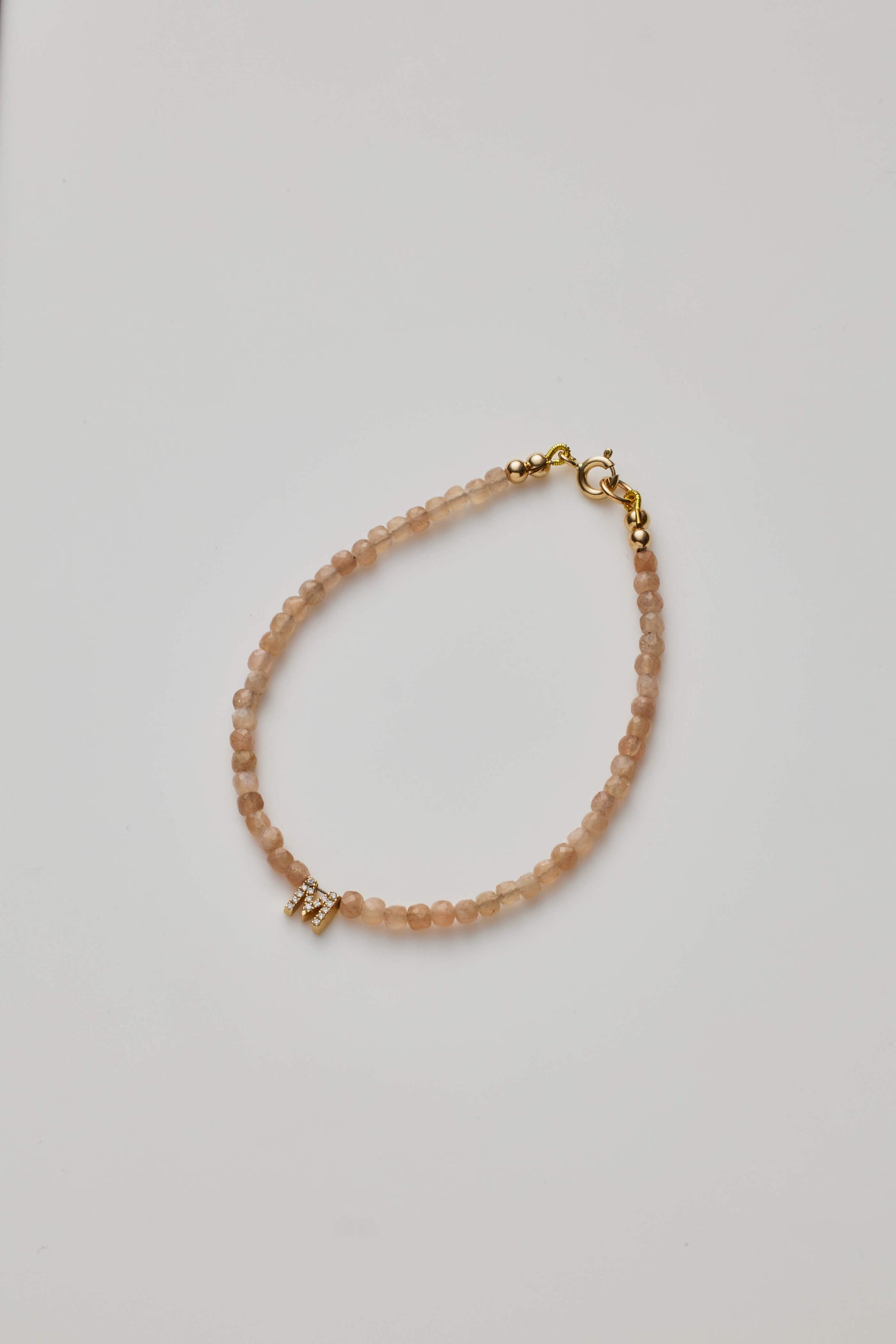 One Diamond Letter Blush Moonstone Bracelet