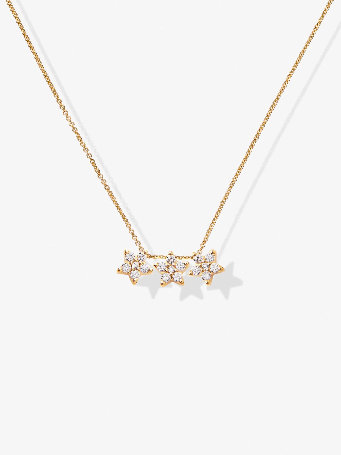 Three Diamond Stars 18-Karat Gold Necklace versejewellery.com