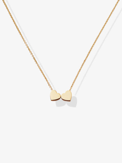 Two Hearts Necklace in 18k Gold versejewellery.com