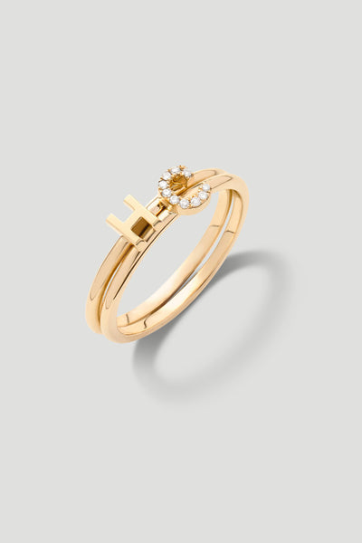 One Letter E Pinky Ring