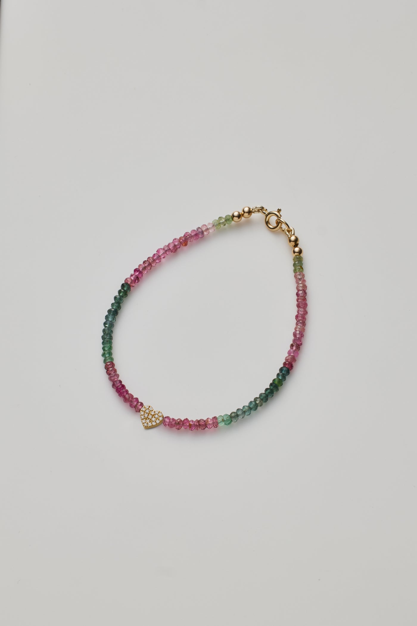 Diamond Heart Watermelon Tourmaline Bracelet