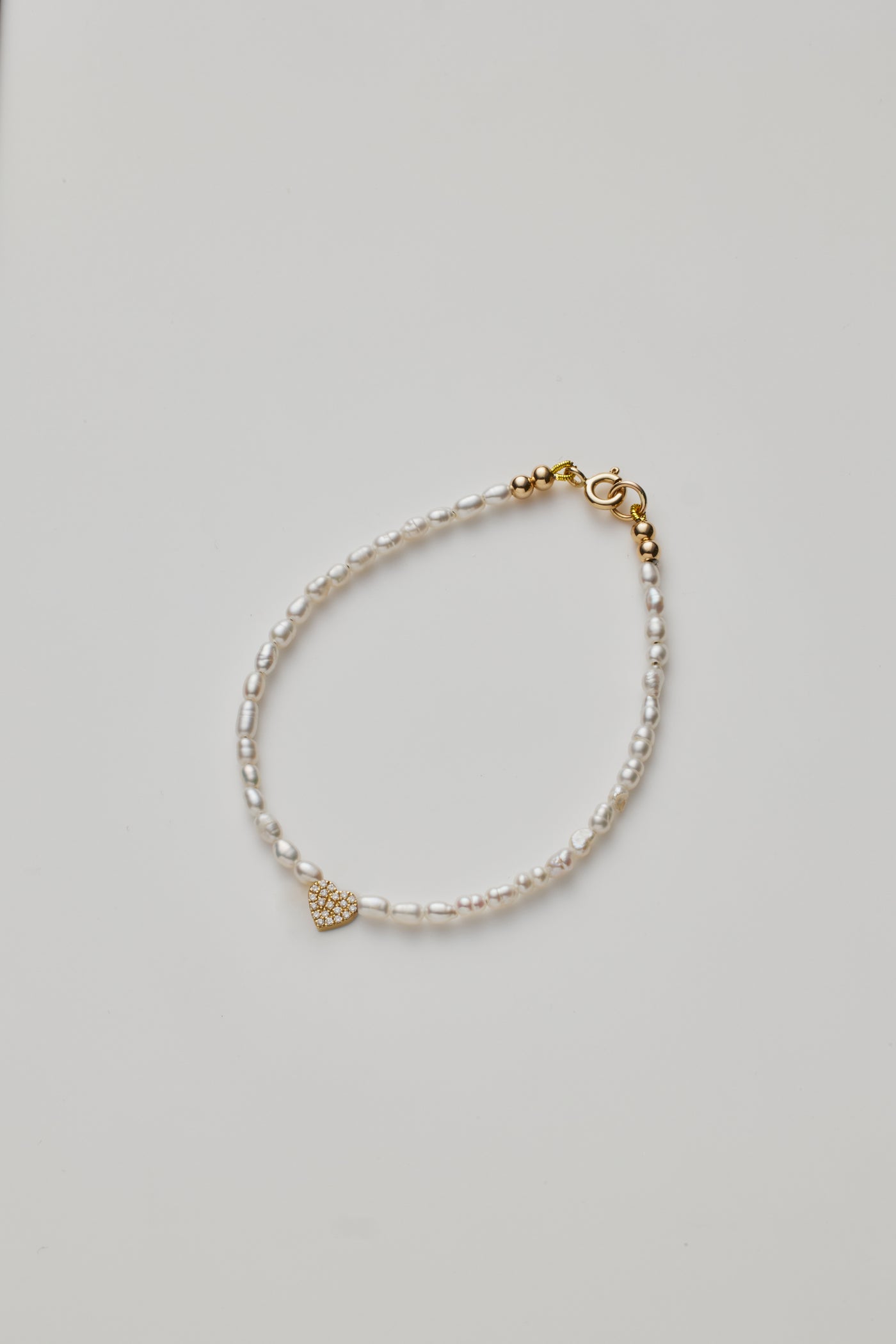 Diamond Heart Pearl Bracelet