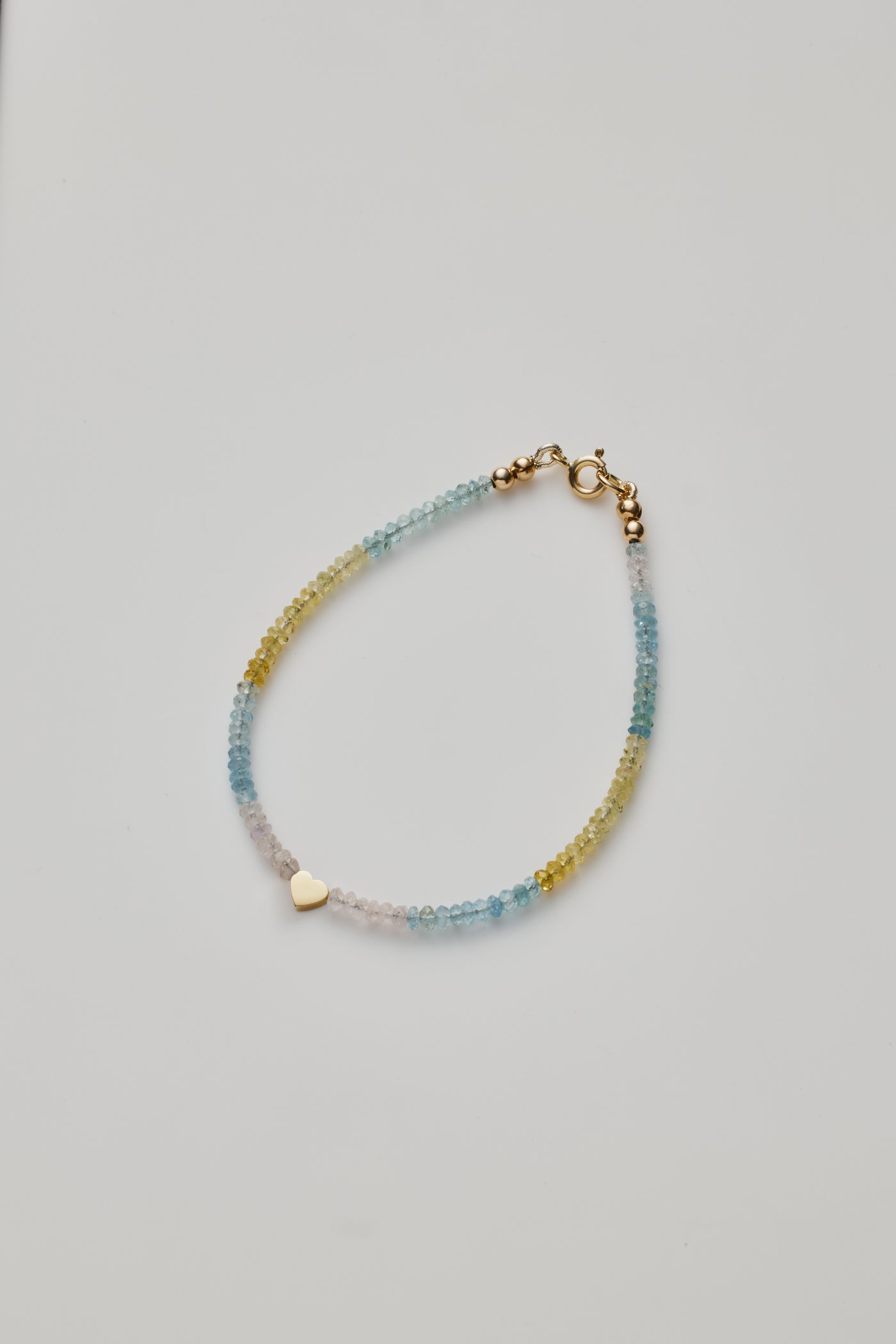 Gold Heart Aquamarine Bracelet