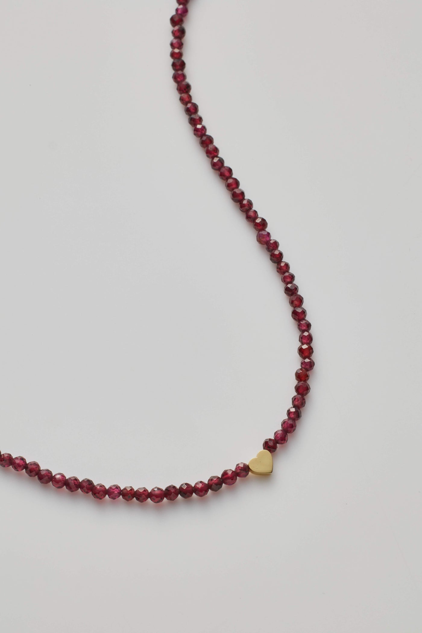 Gold Heart Garnet Necklace