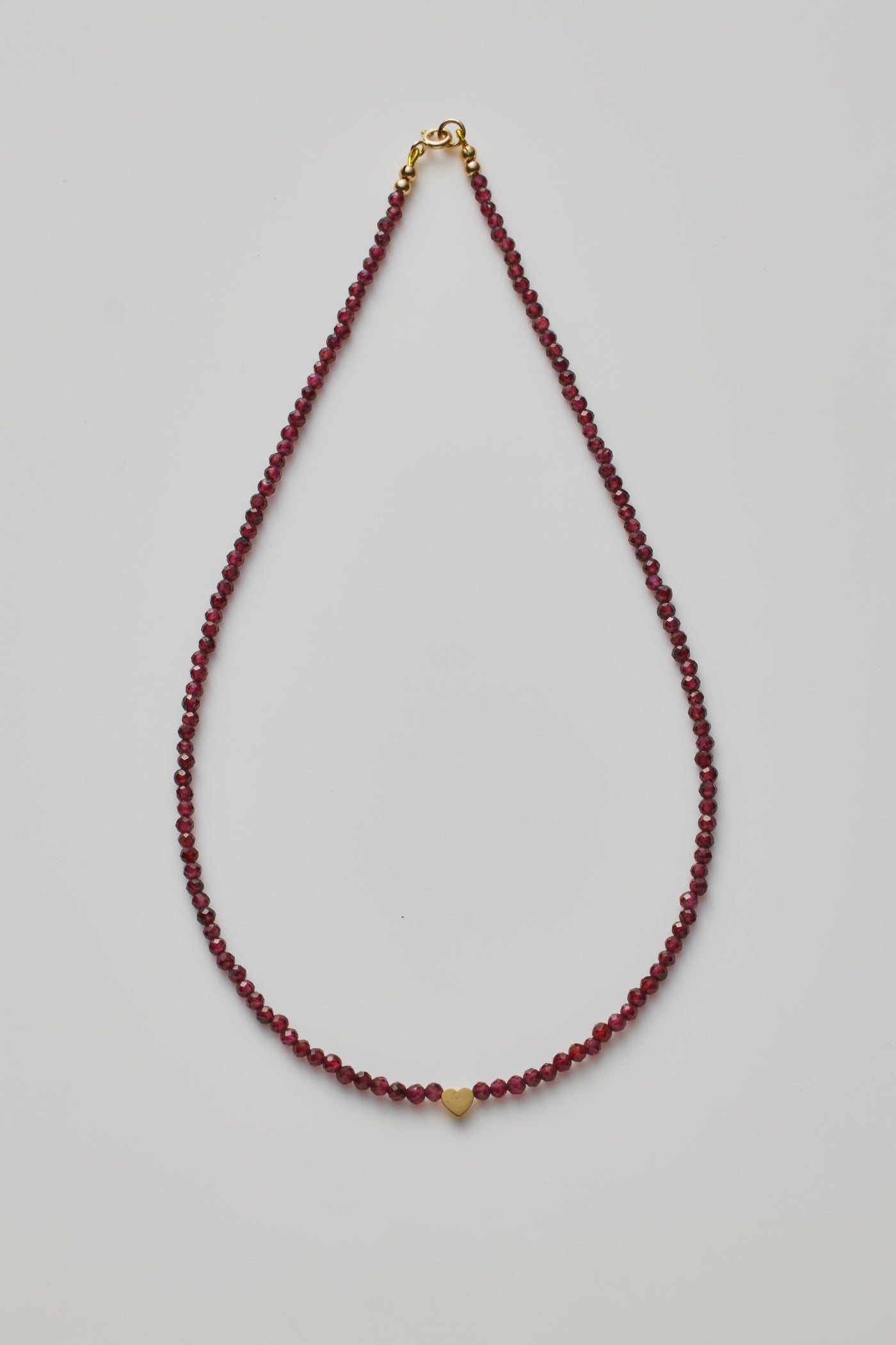 Gold Heart Garnet Necklace
