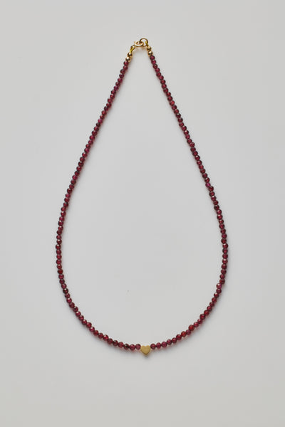 Gold Heart Garnet Necklace