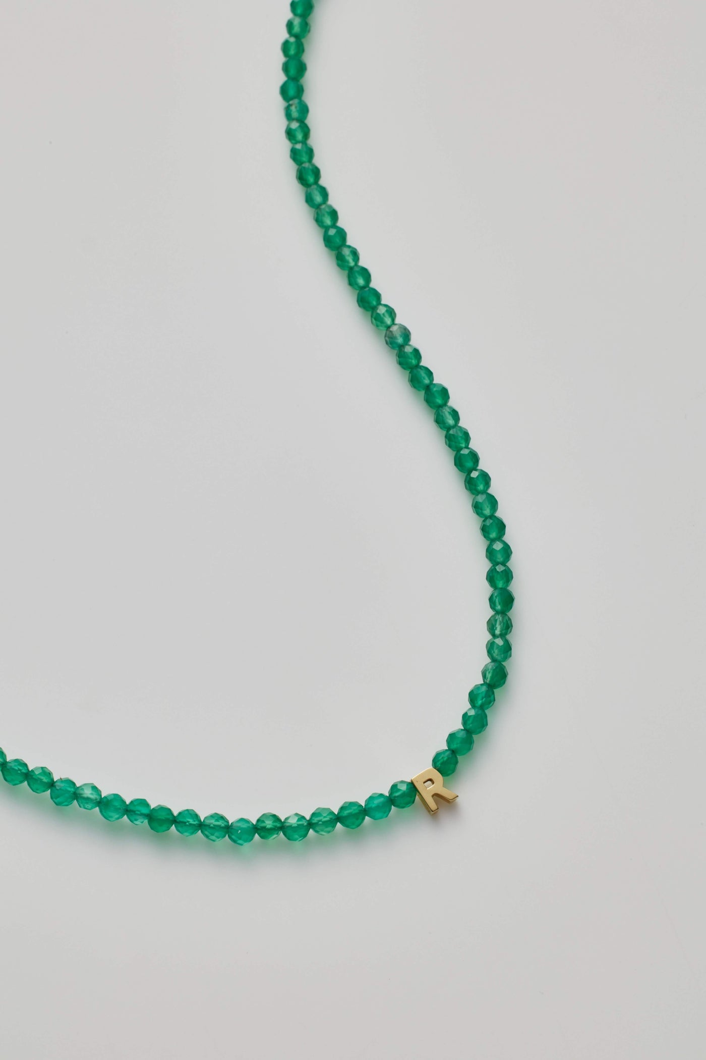 One Letter Green Onyx Necklace