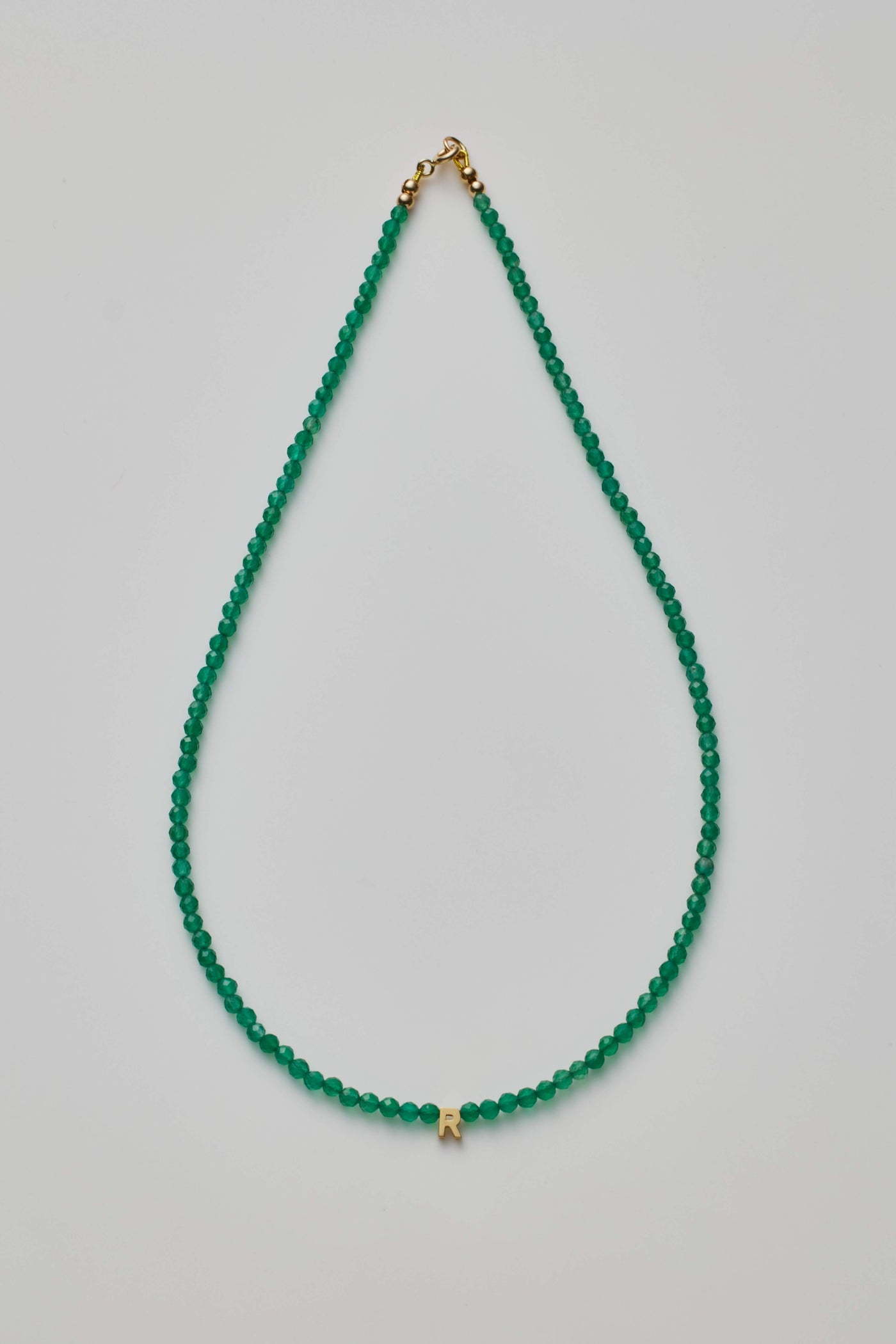 One Letter Green Onyx Necklace