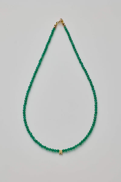 One Letter Green Onyx Necklace