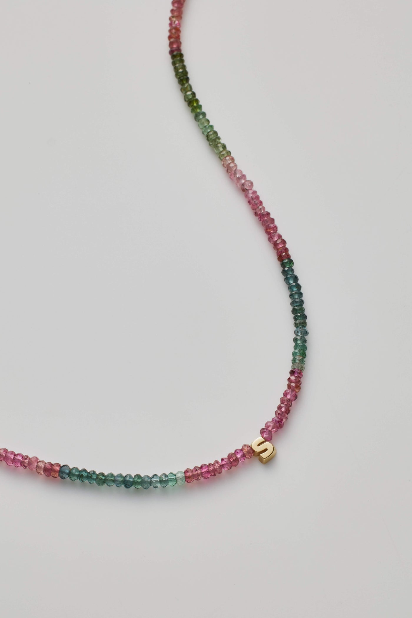 One Letter Watermelon Tourmaline Necklace