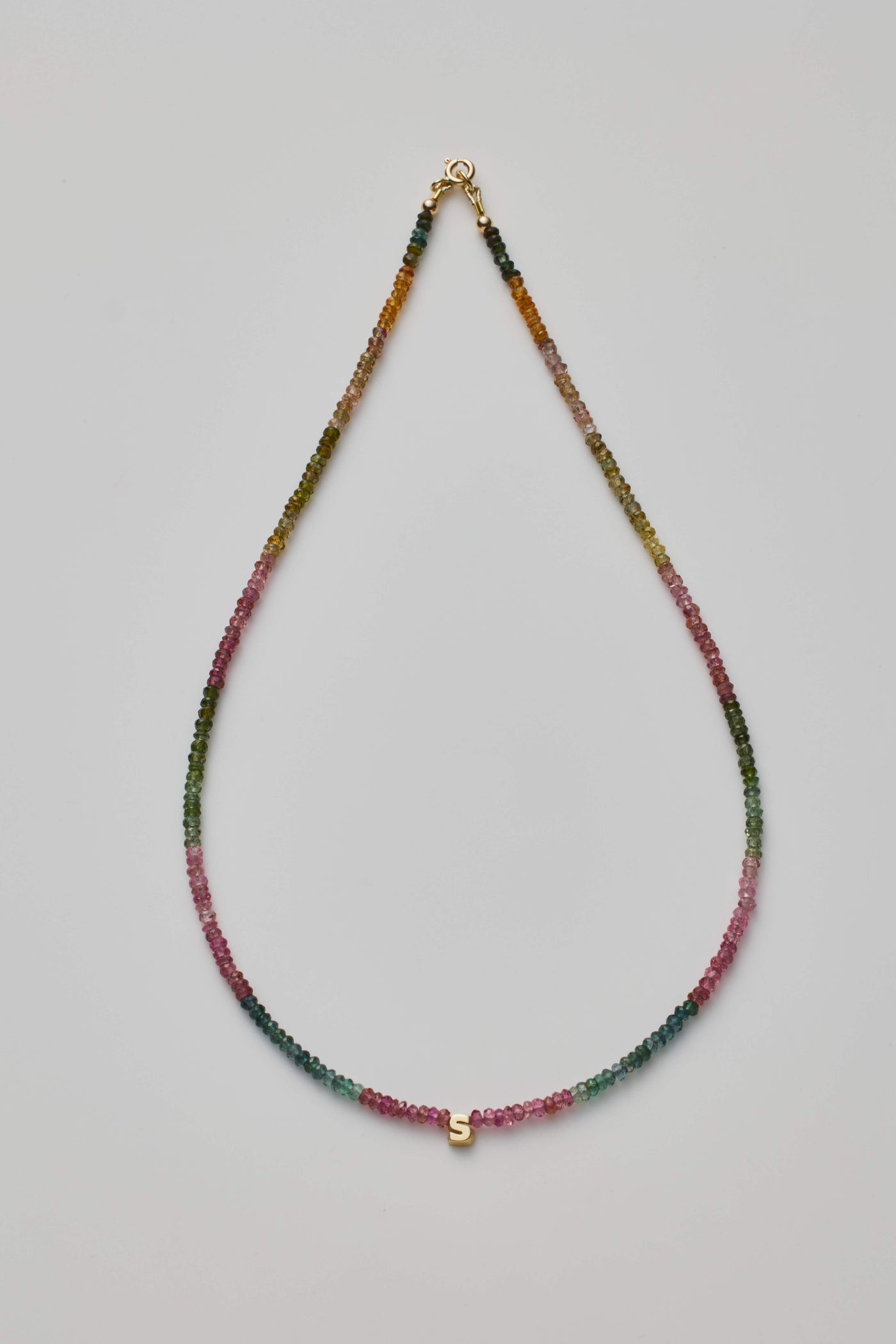 One Letter Watermelon Tourmaline Necklace