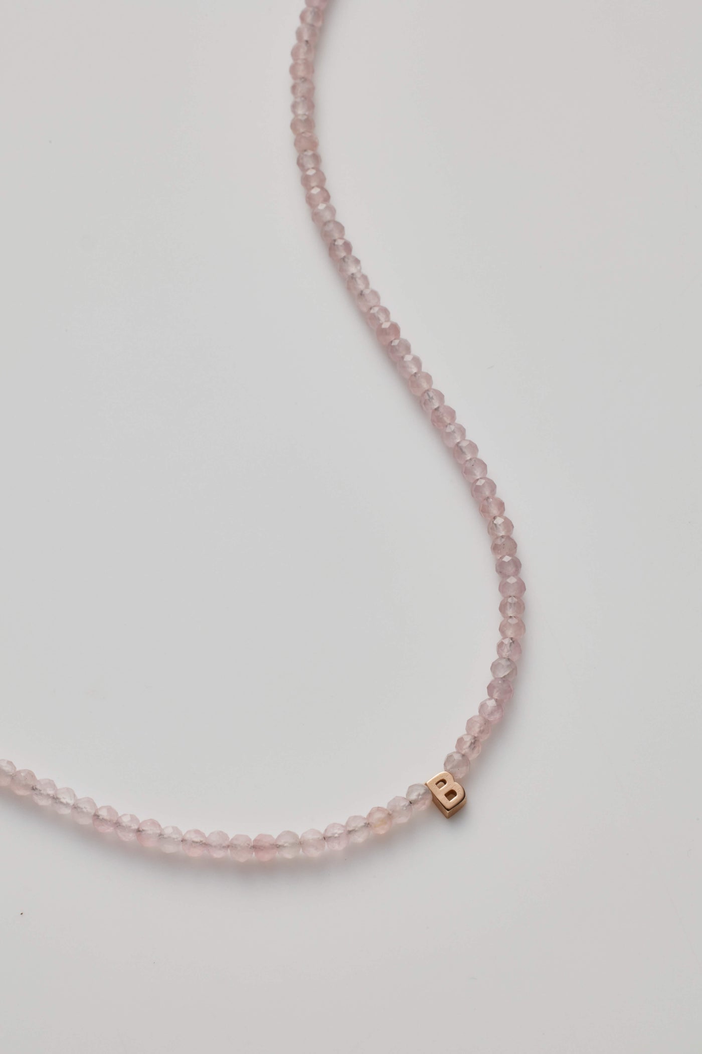 One Letter Rose Quartz Necklace