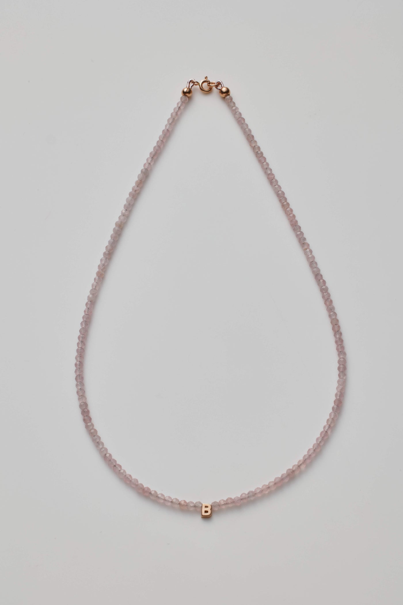 One Letter Rose Quartz Necklace