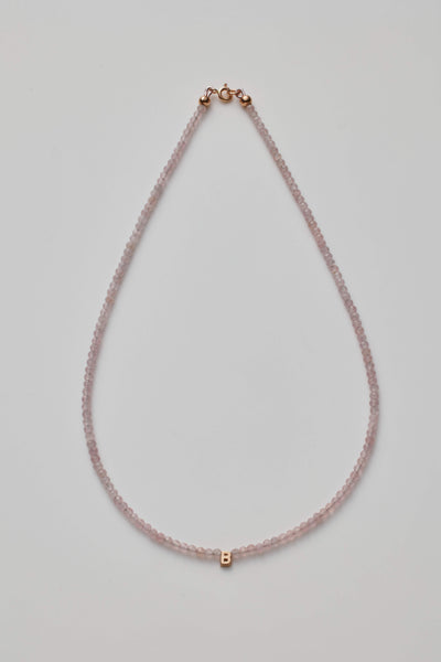One Letter Rose Quartz Necklace