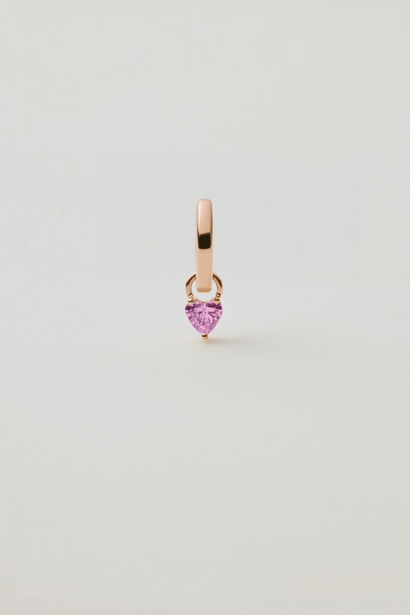 Rose Gold Huggie & Pink Sapphire Heart Charm