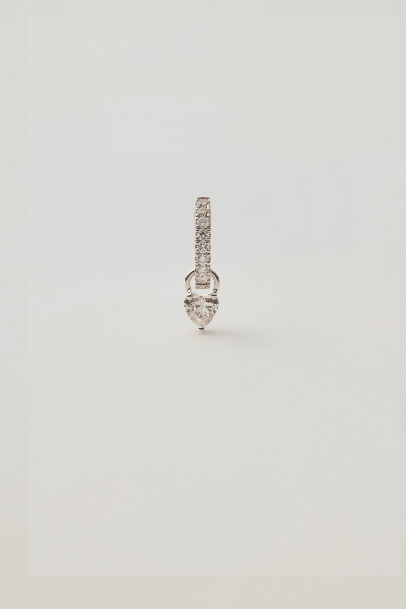 White Sapphire Huggie & White Sapphire Heart Charm