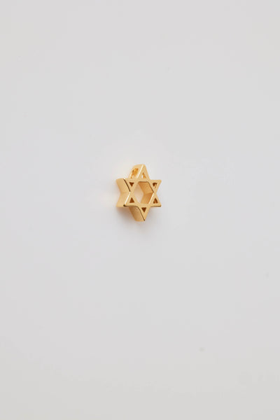 Small solid gold Star of David charm, designed to slide onto a necklace chain for a personalised jewellery piece.