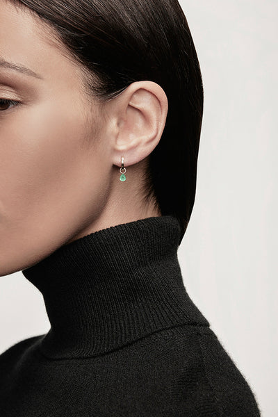 Huggie & Green Tourmaline Pear Charm