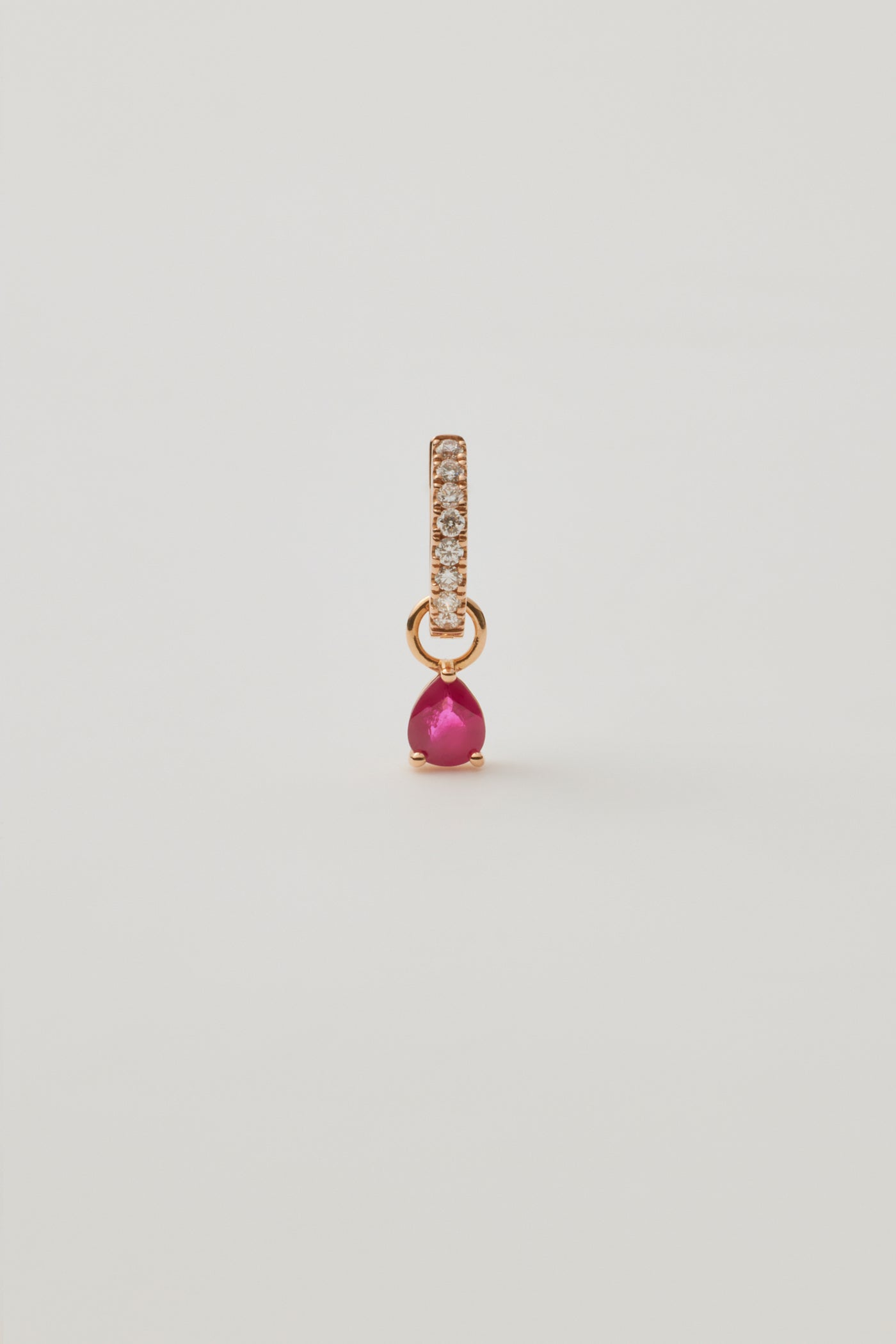 Rose Gold Pavé Huggie & Red Garnet Pear