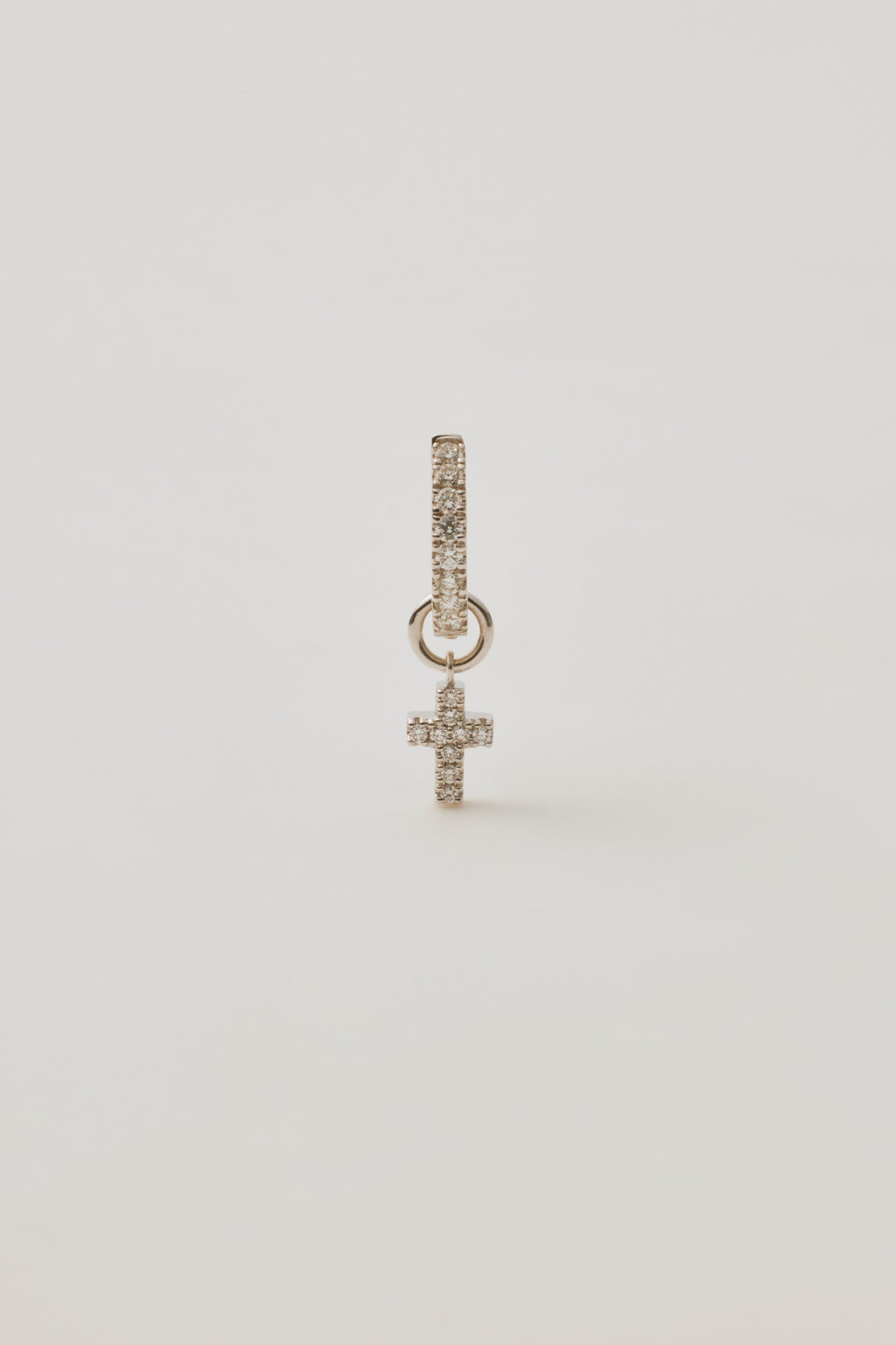 White Sapphire Huggie & White Sapphire Cross Charm