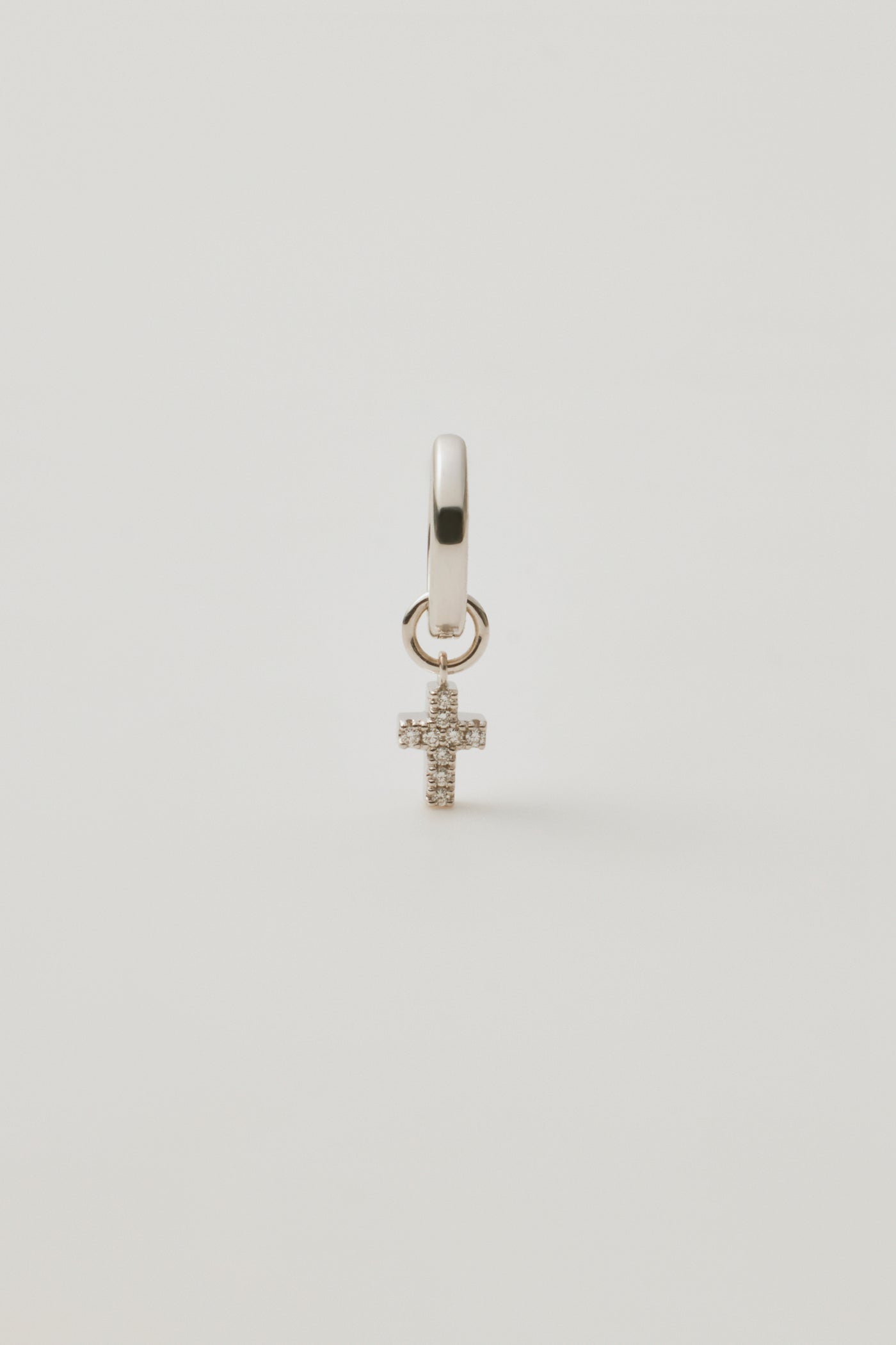 Huggie & White Sapphire Cross Charm
