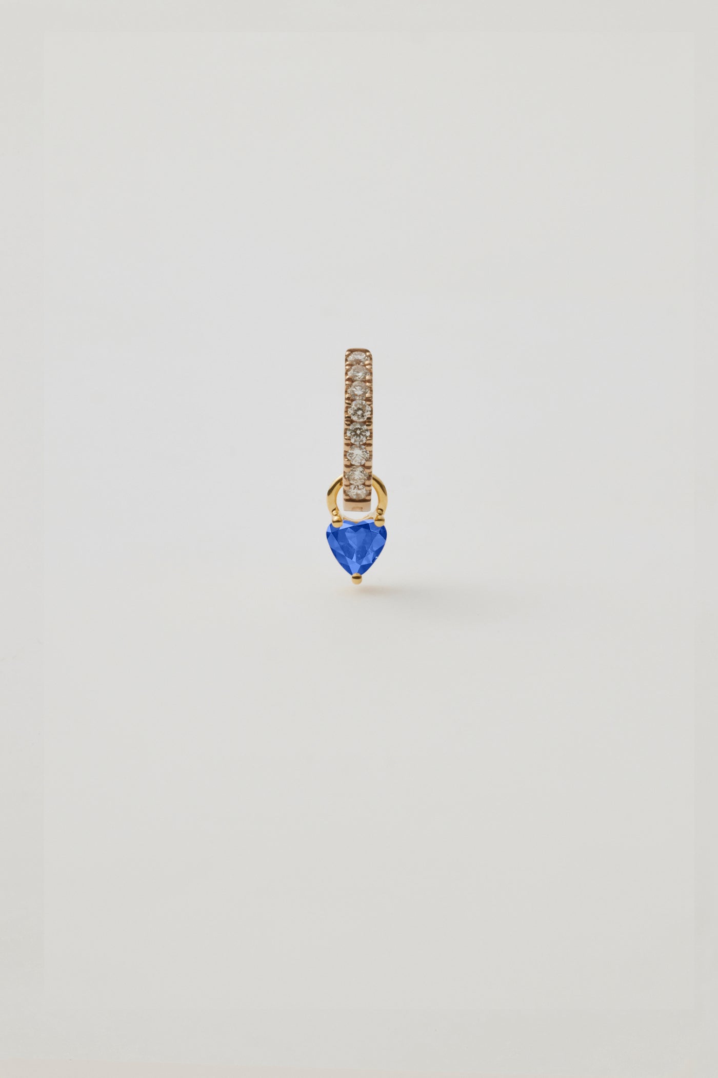 Pavé Huggie & Blue Sapphire Heart Charm