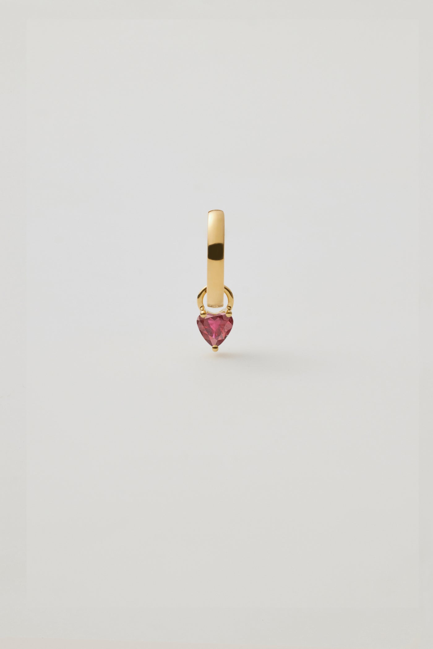 Huggie & Red Garnet Heart Charm