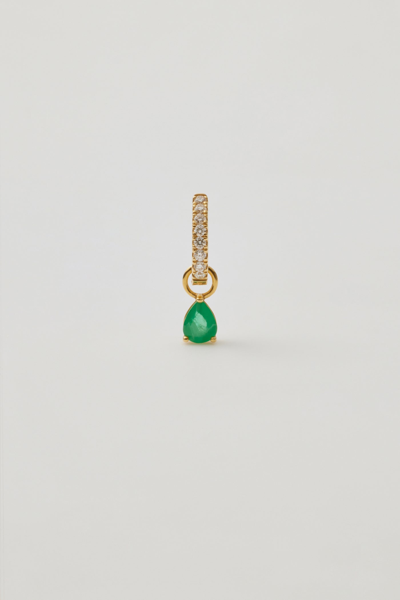 Pavé Huggie & Green Tourmaline Pear Charm