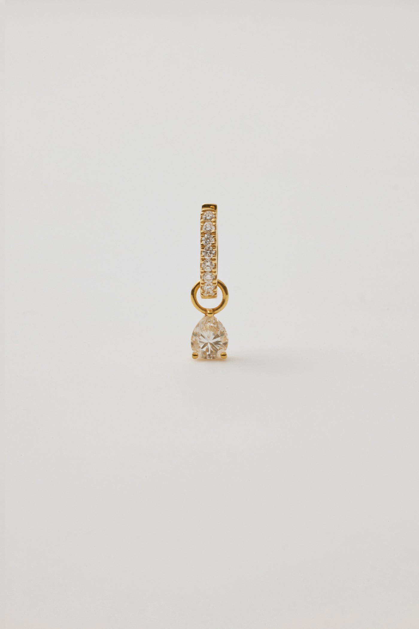 Pavé Huggie & White Sapphire Pear Charm