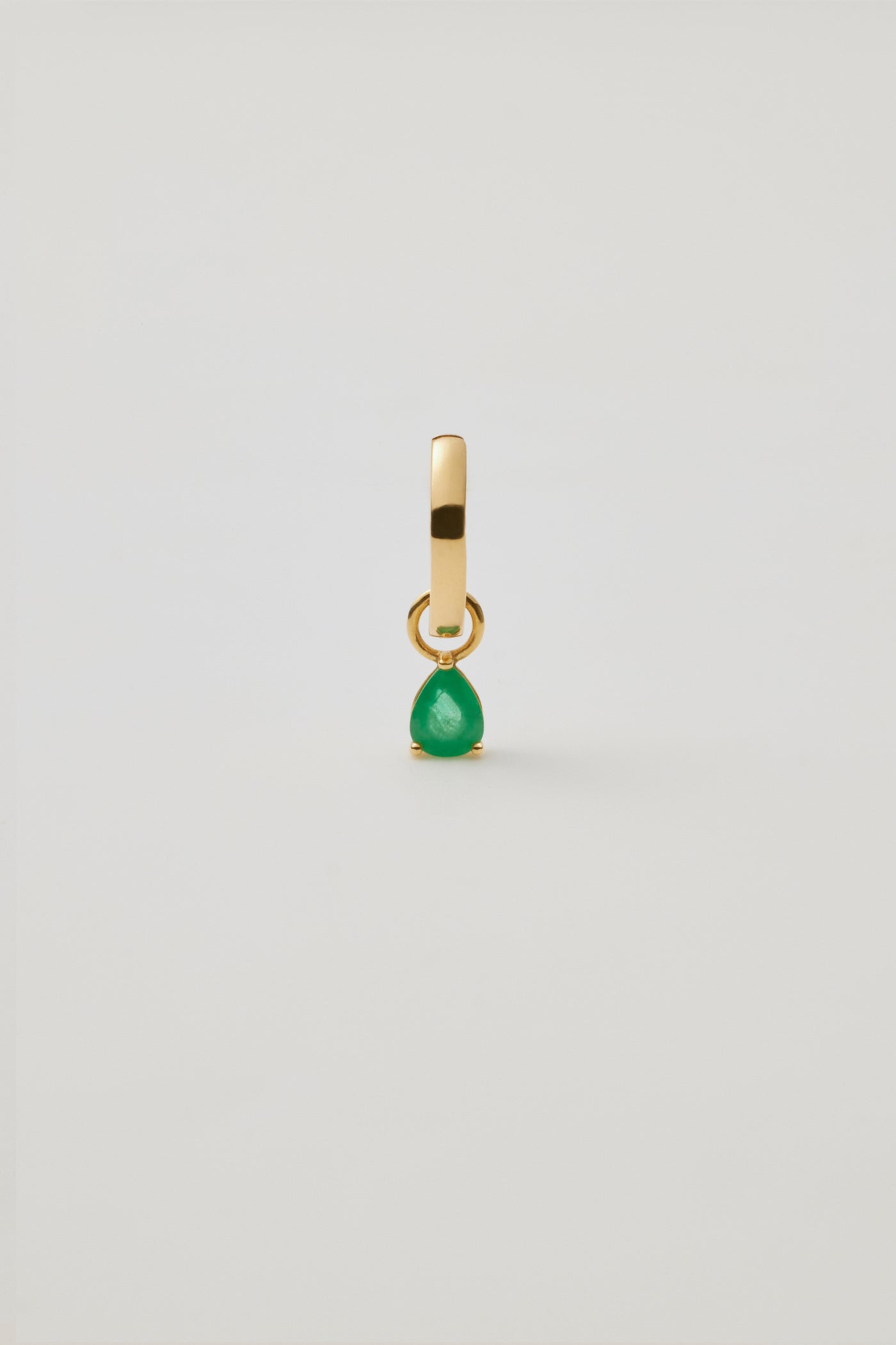 Huggie & Green Tourmaline Pear Charm