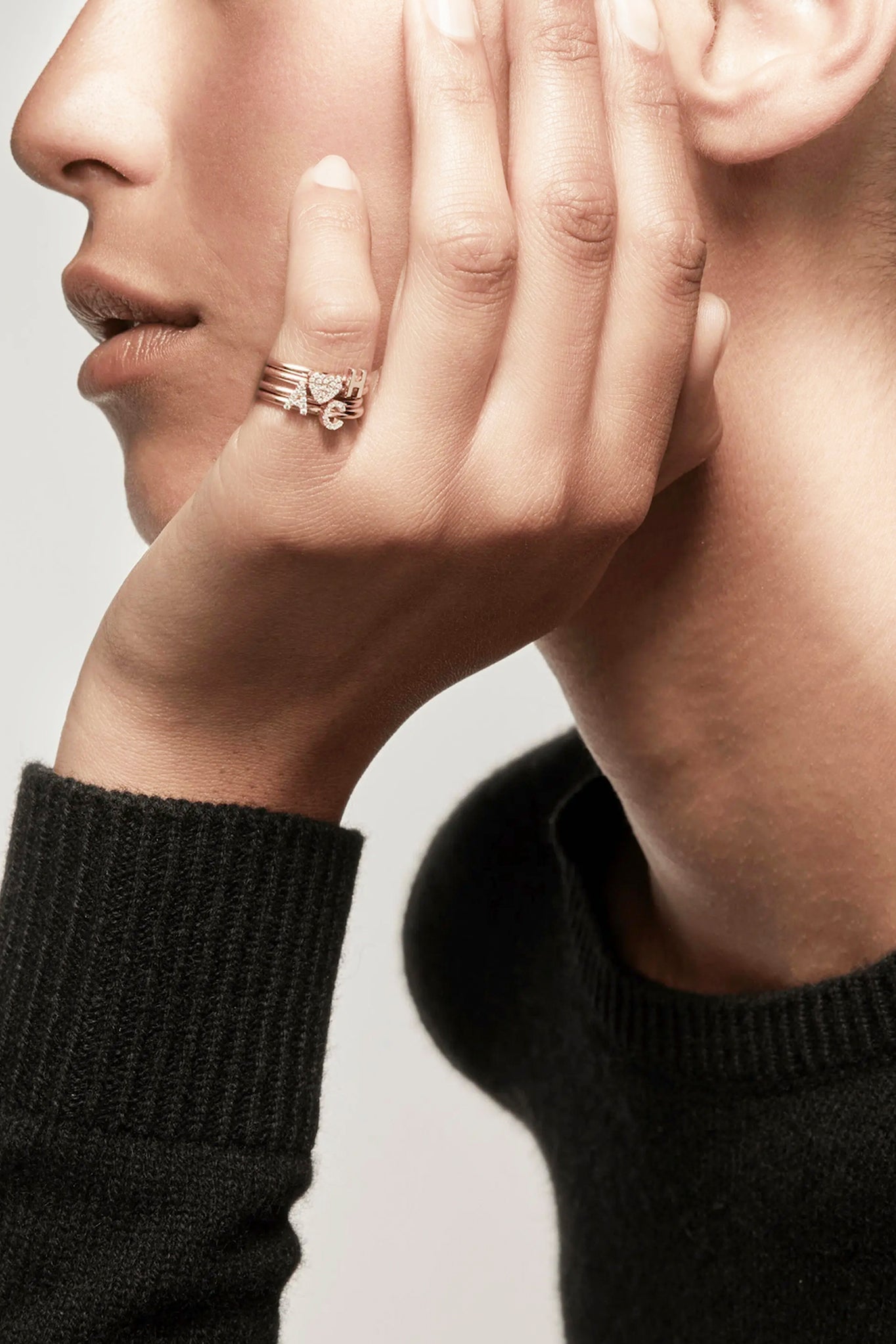 One Letter E Pinky Ring