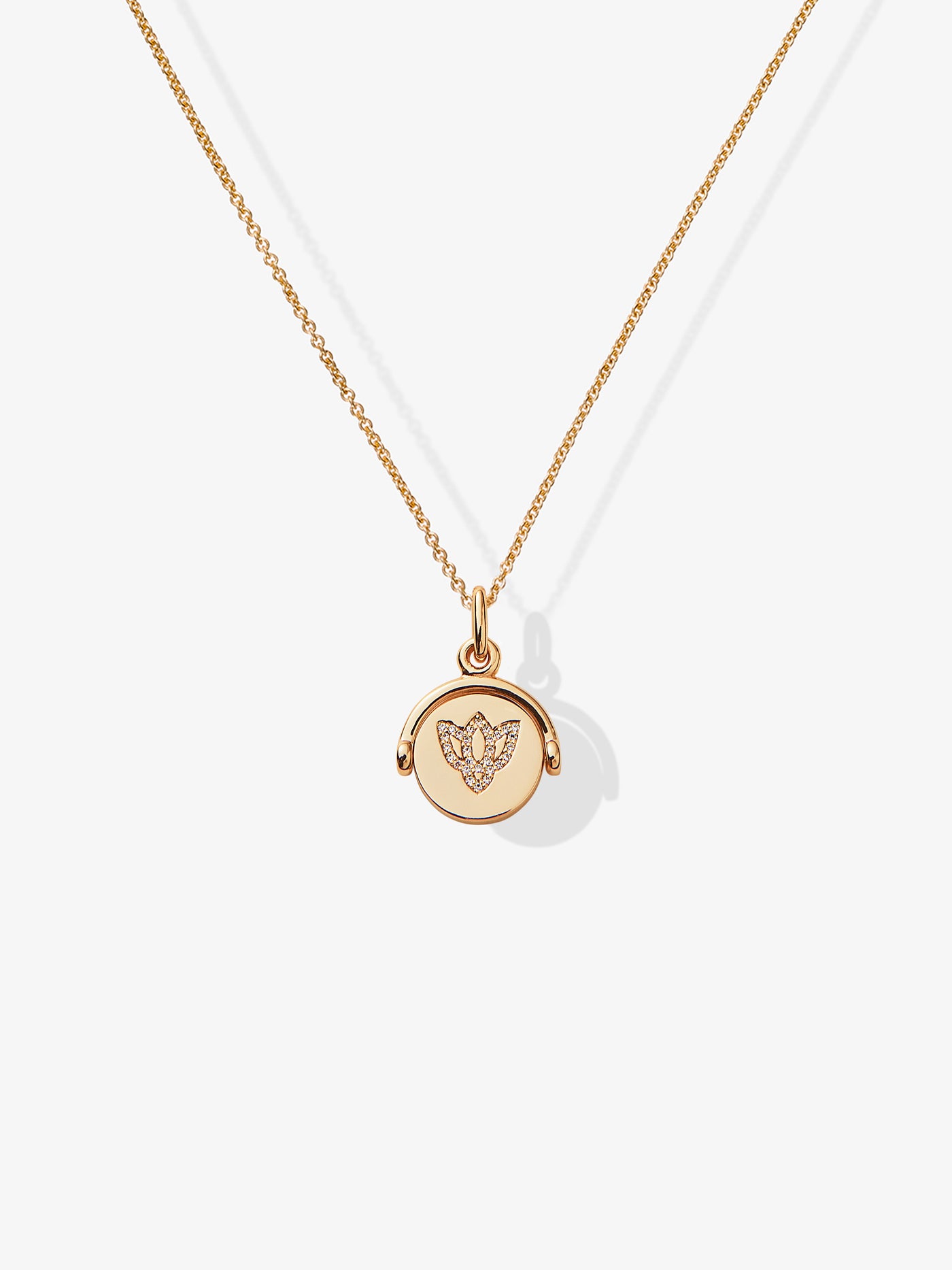 Diamond Lotus Strength 18-Karat Gold Spinner Necklace